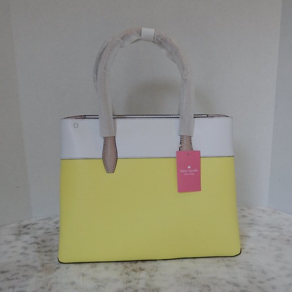 Kate Spade Eva Medium Leather Satchel Yellow NWT - Picture 5 of 11